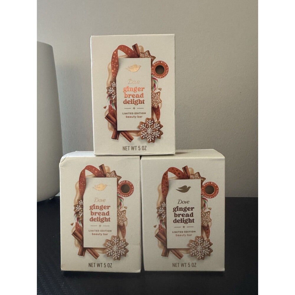 3 Dove Beauty Limited Edition Holiday Treat Bar Soap Gingerbread Delight 5 OZ